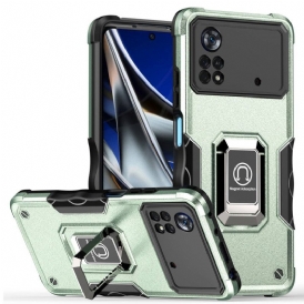 Cover Poco X4 Pro 5G Supporto Anello Effetto Metallo