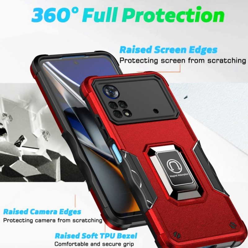 Cover Poco X4 Pro 5G Supporto Anello Effetto Metallo