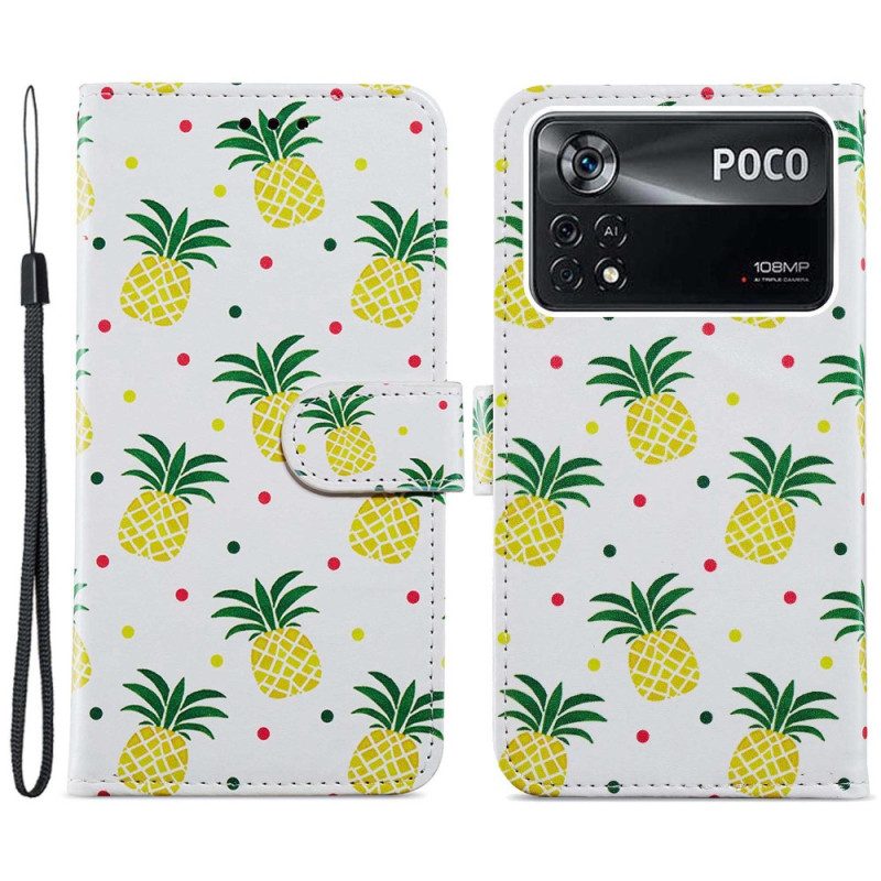 Custodia in pelle Poco X4 Pro 5G Ananas Strappy