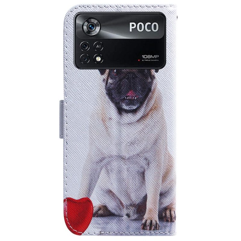 Custodia in pelle Poco X4 Pro 5G Cane Carlino