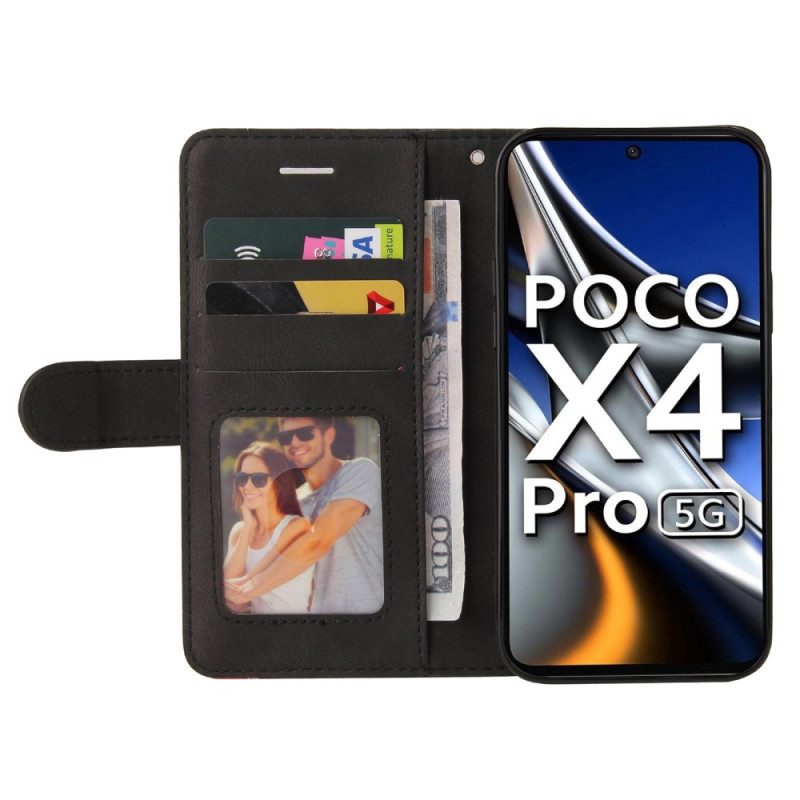 Custodia in pelle Poco X4 Pro 5G Cinturino Bicolore