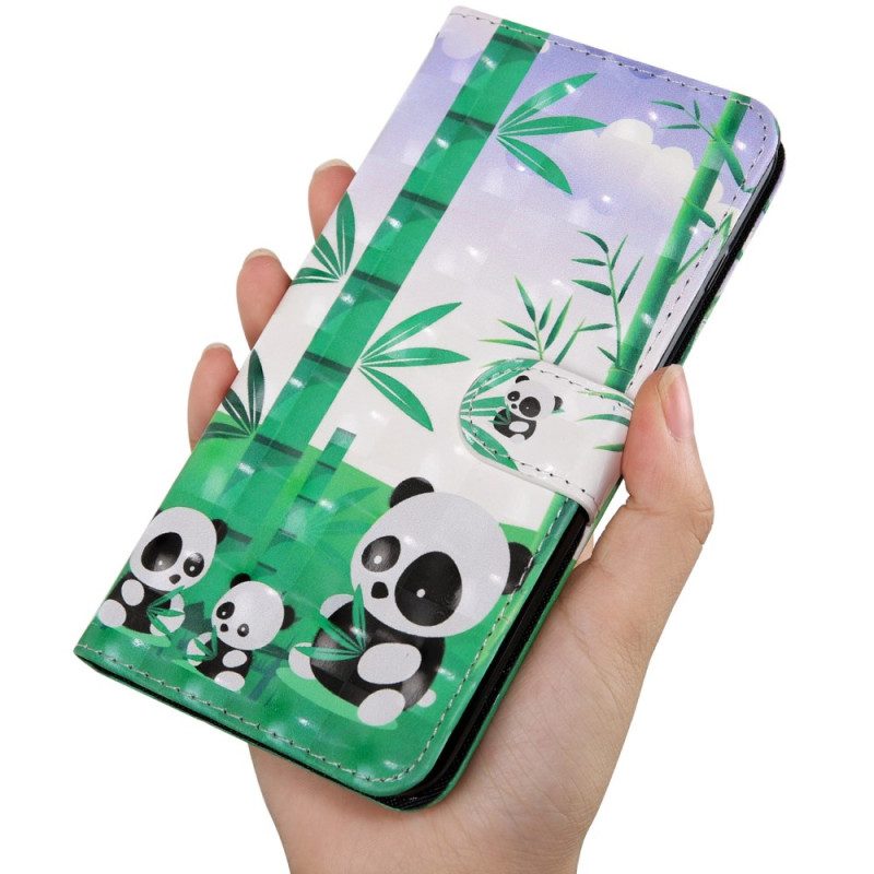 Custodia in pelle Poco X4 Pro 5G Cordino Famiglia Panda