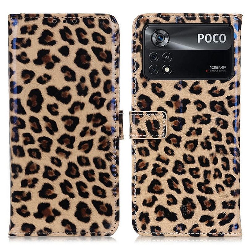 Custodia in pelle Poco X4 Pro 5G Effetto Pelle Di Leopardo