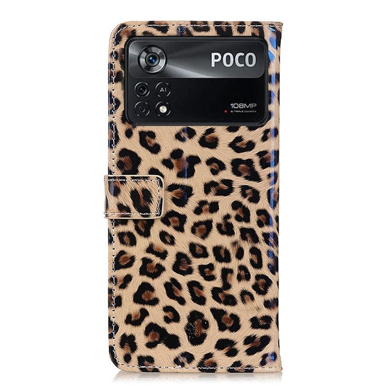 Custodia in pelle Poco X4 Pro 5G Effetto Pelle Di Leopardo