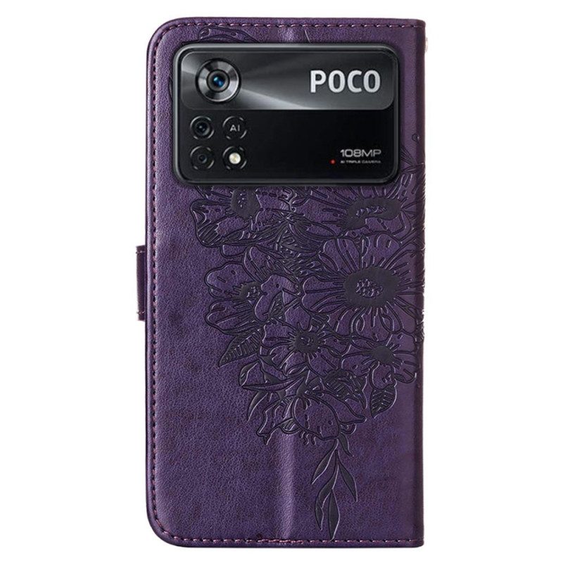 Custodia in pelle Poco X4 Pro 5G Farfalla Barocco Strappy