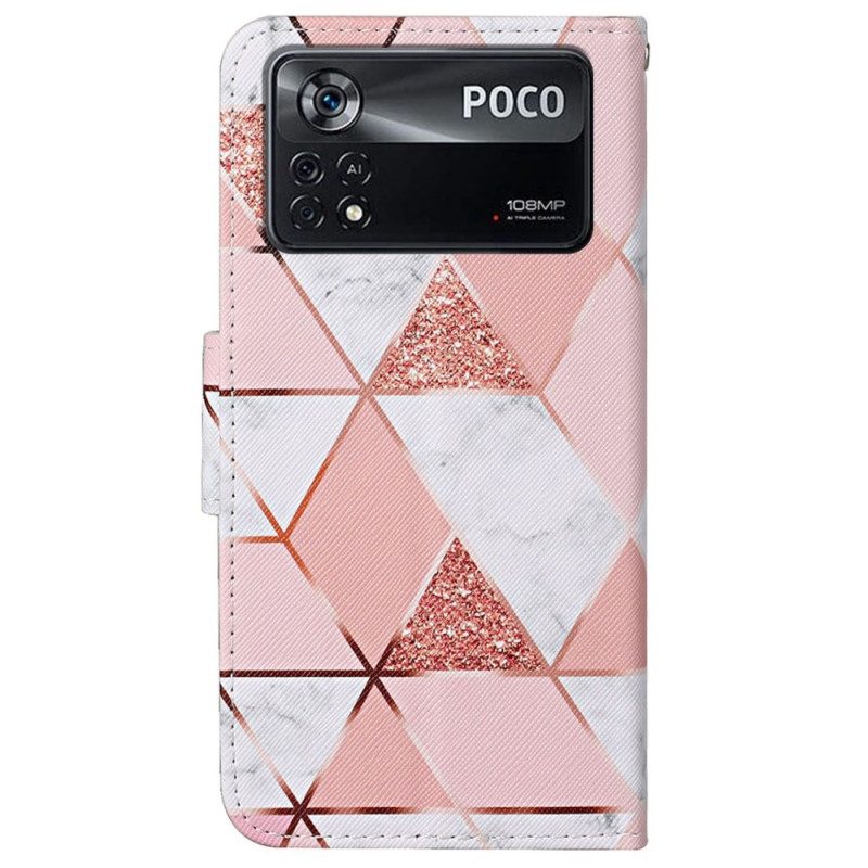 Custodia in pelle Poco X4 Pro 5G Marmo Glitterato Strappy