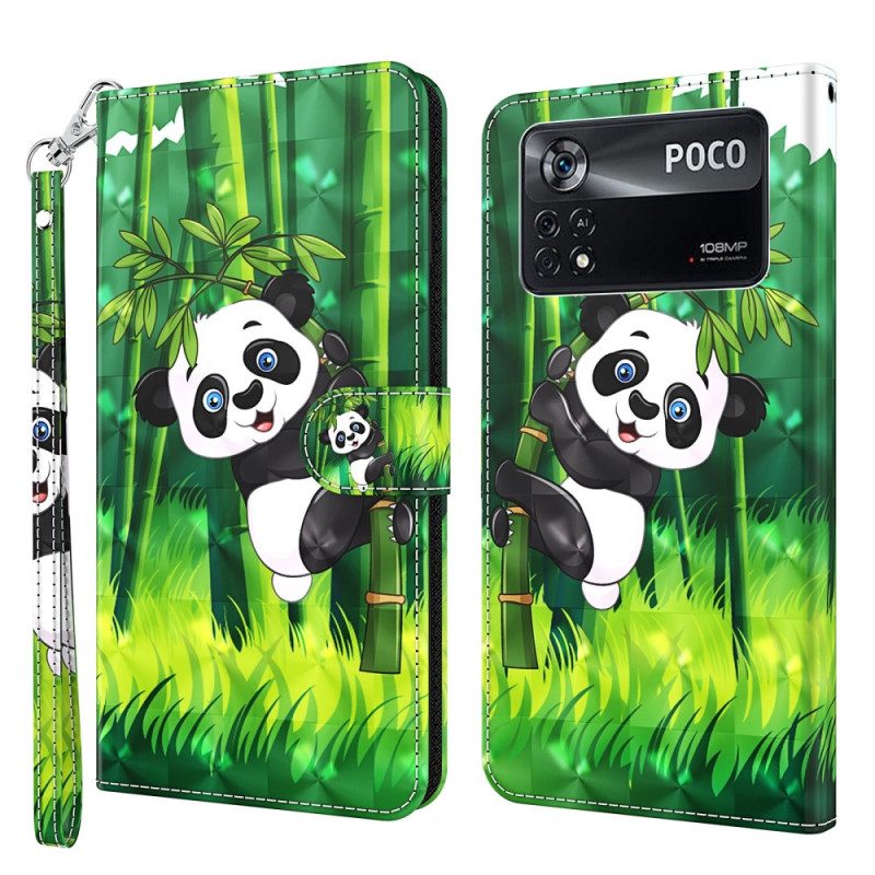 Custodia in pelle Poco X4 Pro 5G Panda Strappy