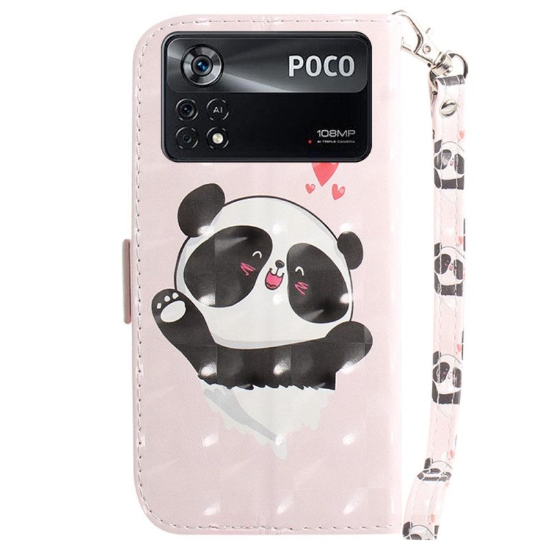 Custodia in pelle Poco X4 Pro 5G Piccolo Panda Con Cinturino