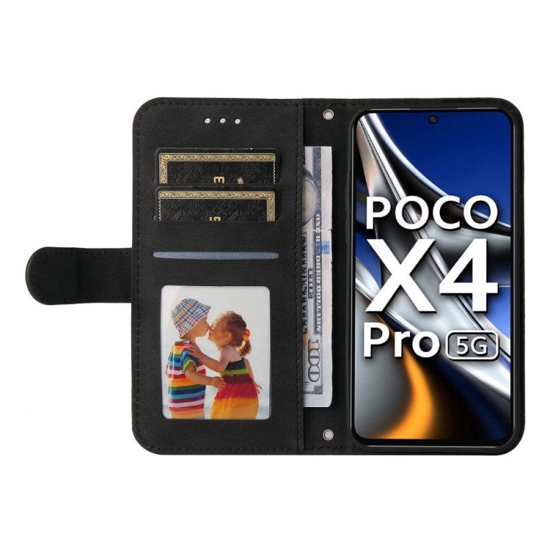 Custodia in pelle Poco X4 Pro 5G Rivetto E Cinturino In Ecopelle