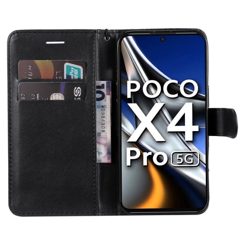 Custodia in pelle Poco X4 Pro 5G Semplice Con Cinturino