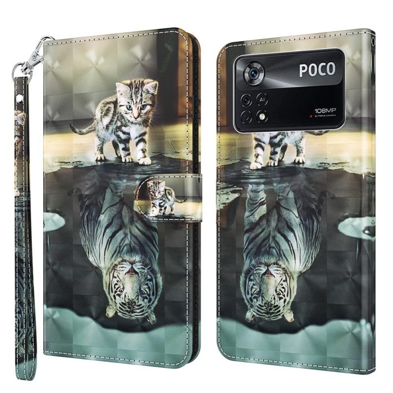 Custodia in pelle Poco X4 Pro 5G Sogno Di Gattino Strappy