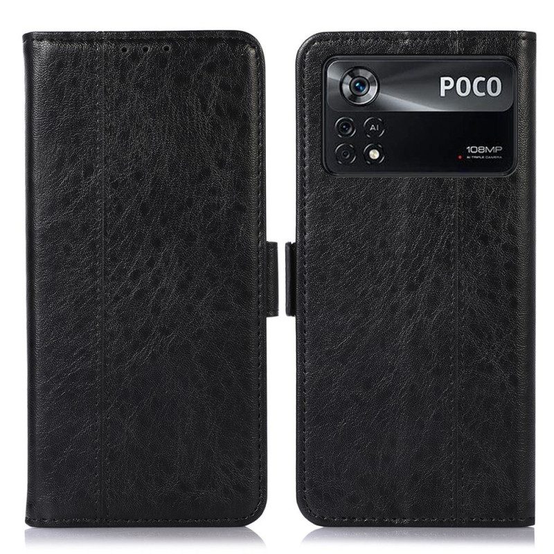 Custodia in pelle Poco X4 Pro 5G Stile Couture In Pelle