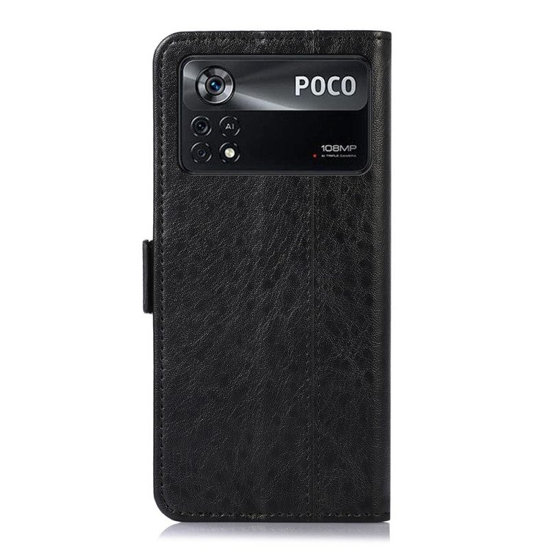 Custodia in pelle Poco X4 Pro 5G Stile Couture In Pelle