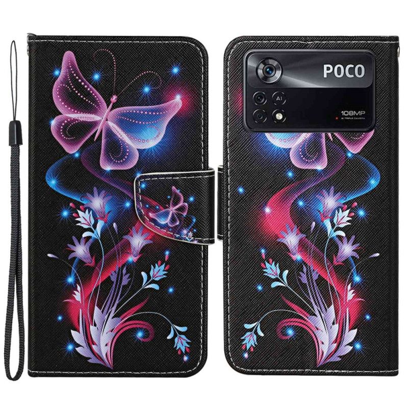 Custodia in pelle Poco X4 Pro 5G Strappy Butterfly Dance