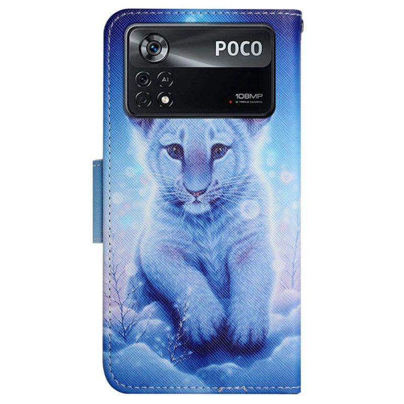 Folio Cover Poco X4 Pro 5G Cucciolo Di Tigre Con Cinturino