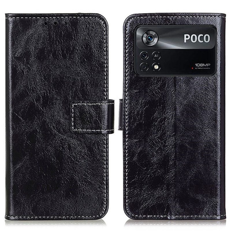 Folio Cover Poco X4 Pro 5G Cuciture In Vernice