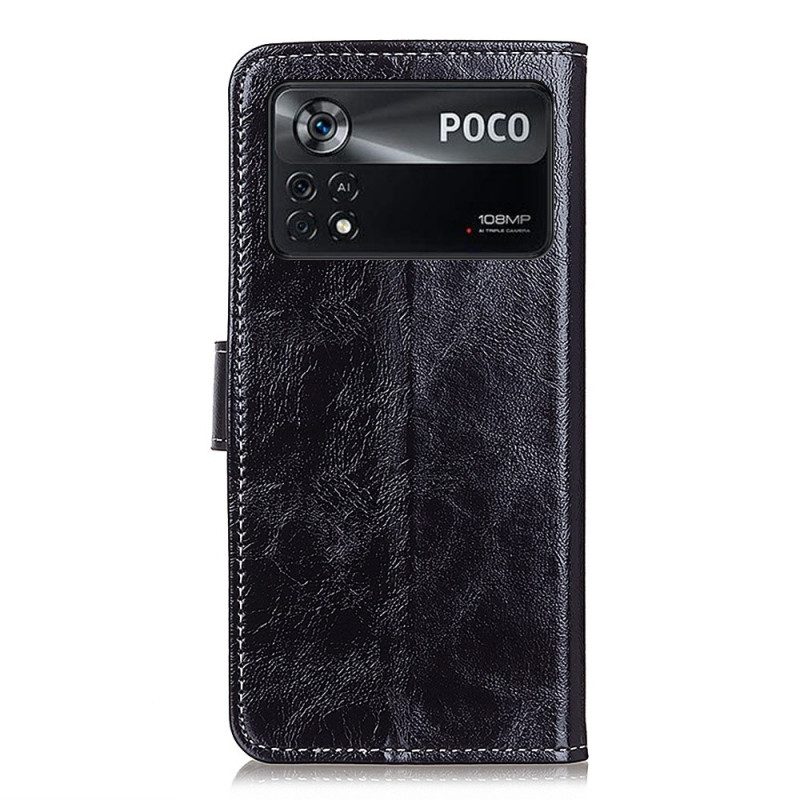 Folio Cover Poco X4 Pro 5G Cuciture In Vernice