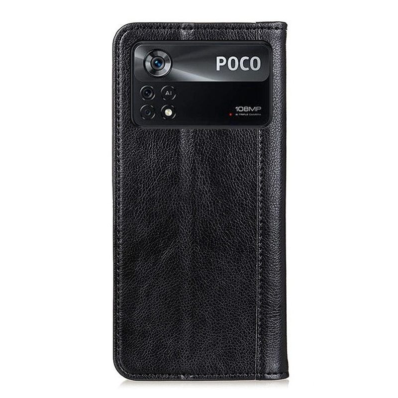 Folio Cover Poco X4 Pro 5G Custodia in pelle Cuoio Spaccato