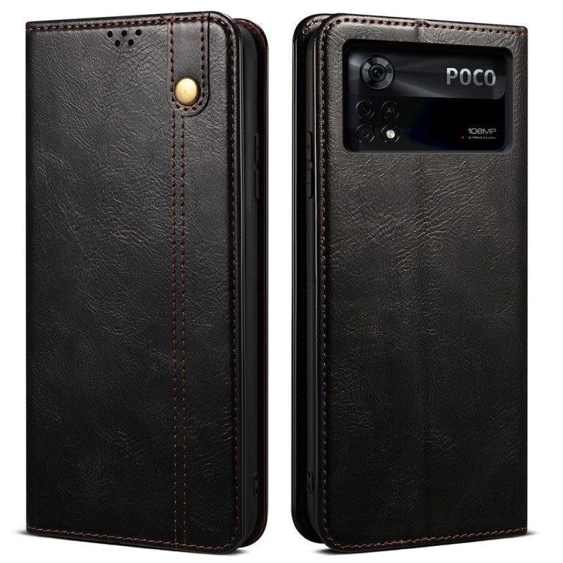 Folio Cover Poco X4 Pro 5G Custodia in pelle Ecopelle Cerata