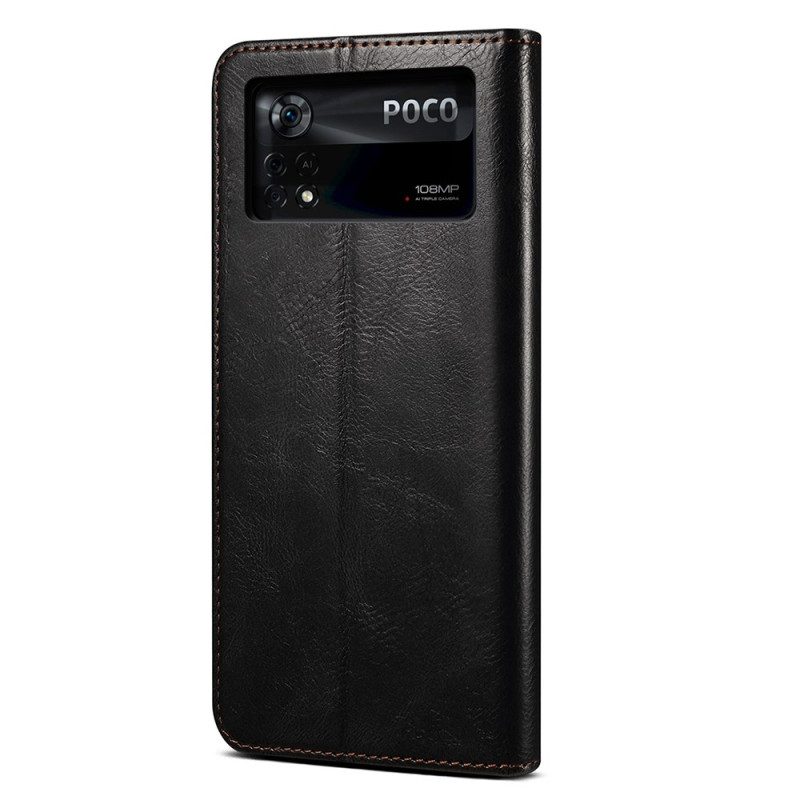 Folio Cover Poco X4 Pro 5G Custodia in pelle Ecopelle Cerata