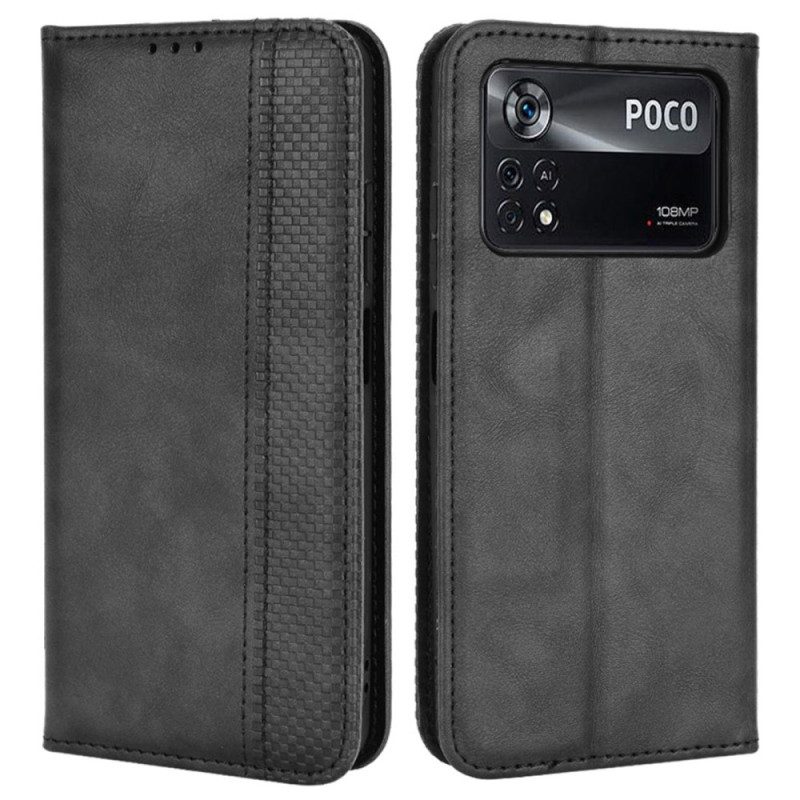 Folio Cover Poco X4 Pro 5G Custodia in pelle Effetto Pelle Vintage