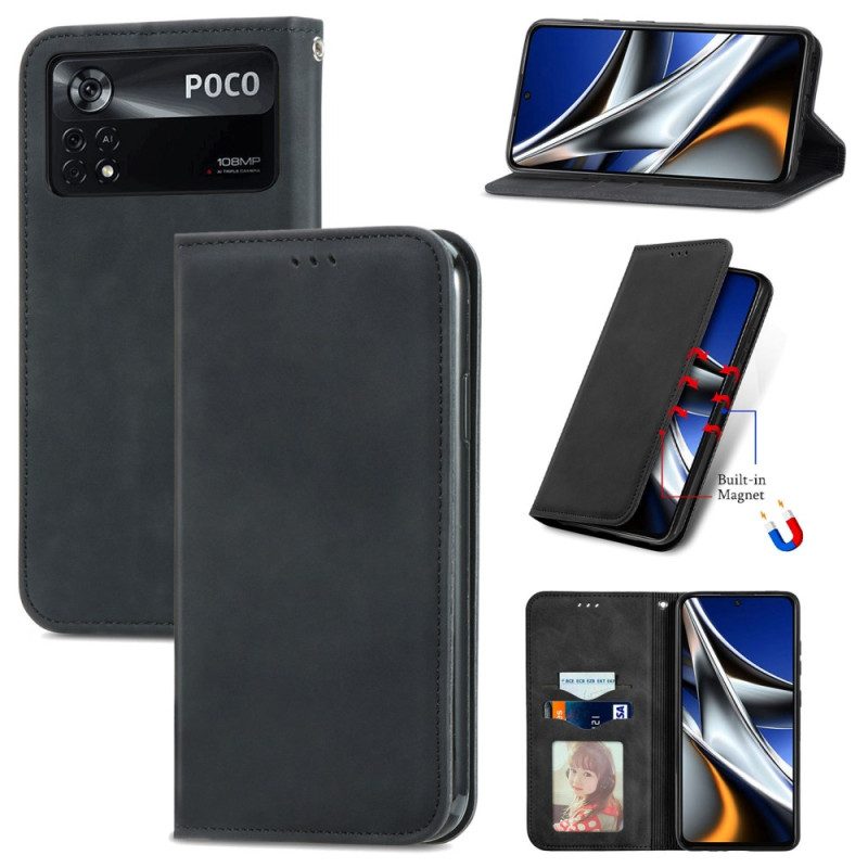 Folio Cover Poco X4 Pro 5G Custodia in pelle Eleganza