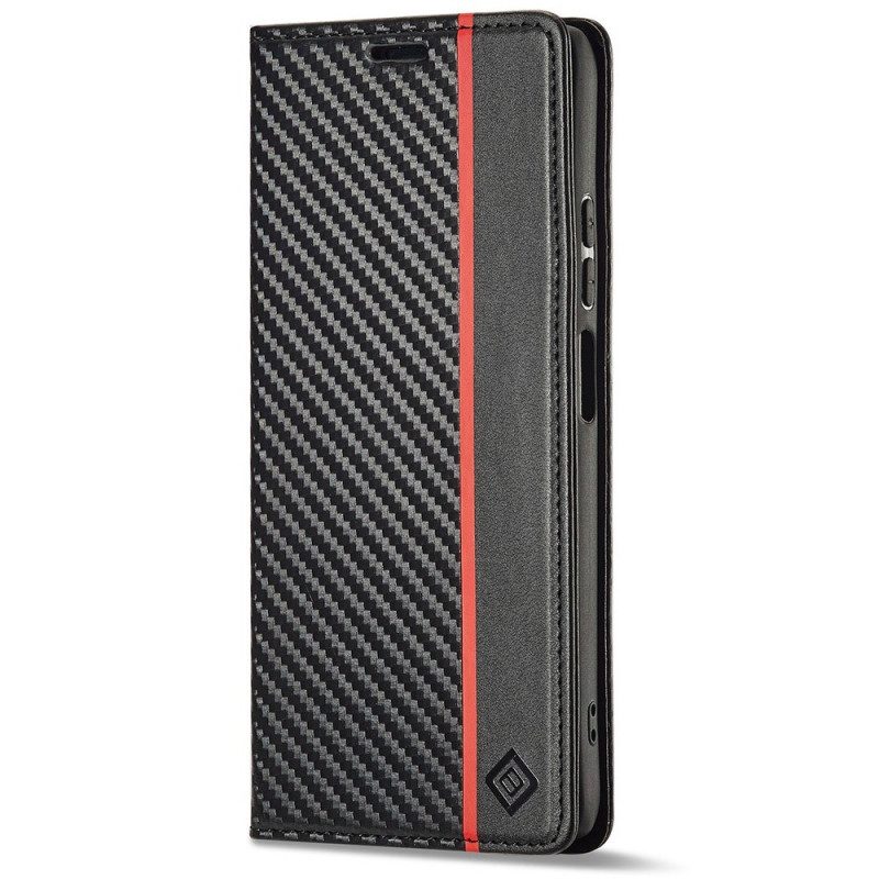 Folio Cover Poco X4 Pro 5G Custodia in pelle Fibra Di Carbonio Lc.imeeke