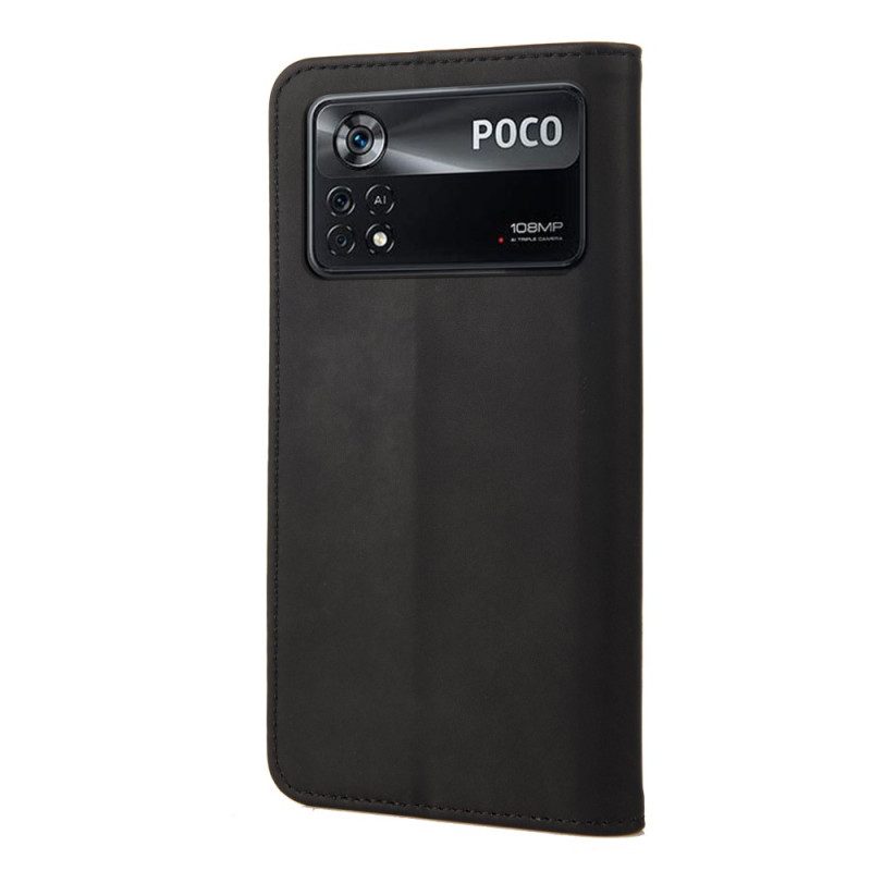 Folio Cover Poco X4 Pro 5G Custodia in pelle Sensazione Sulla Pelle