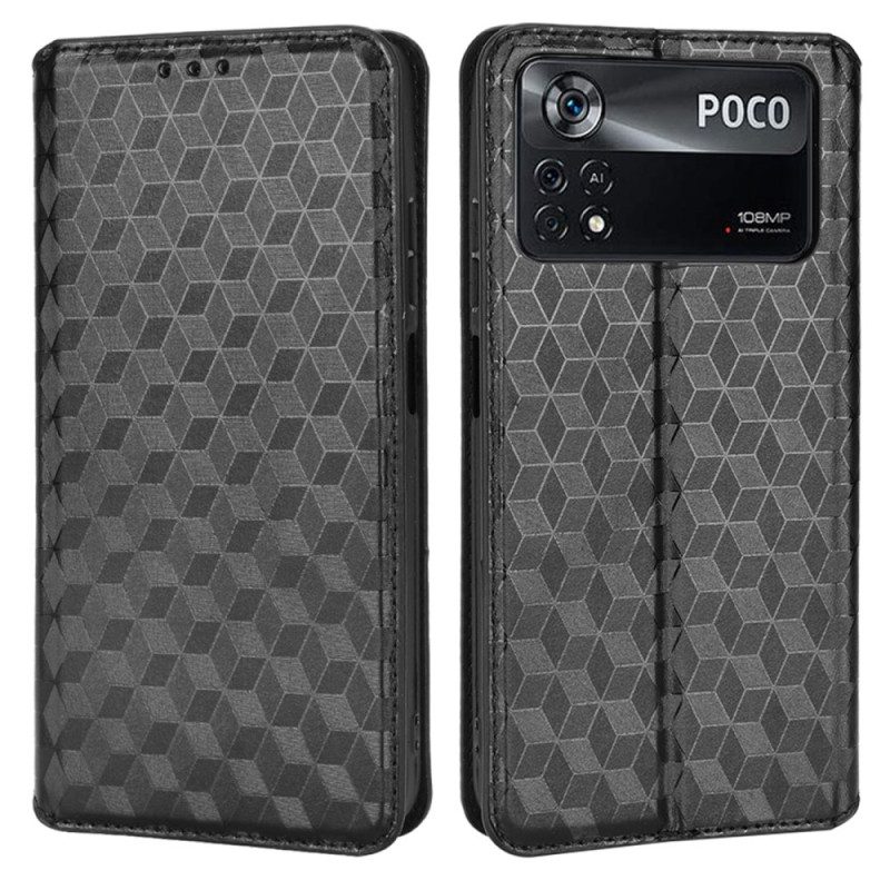 Folio Cover Poco X4 Pro 5G Custodia in pelle Trama 3d