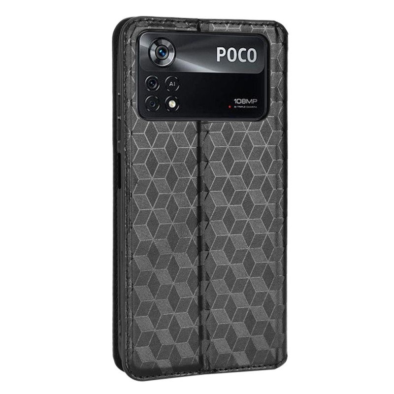 Folio Cover Poco X4 Pro 5G Custodia in pelle Trama 3d