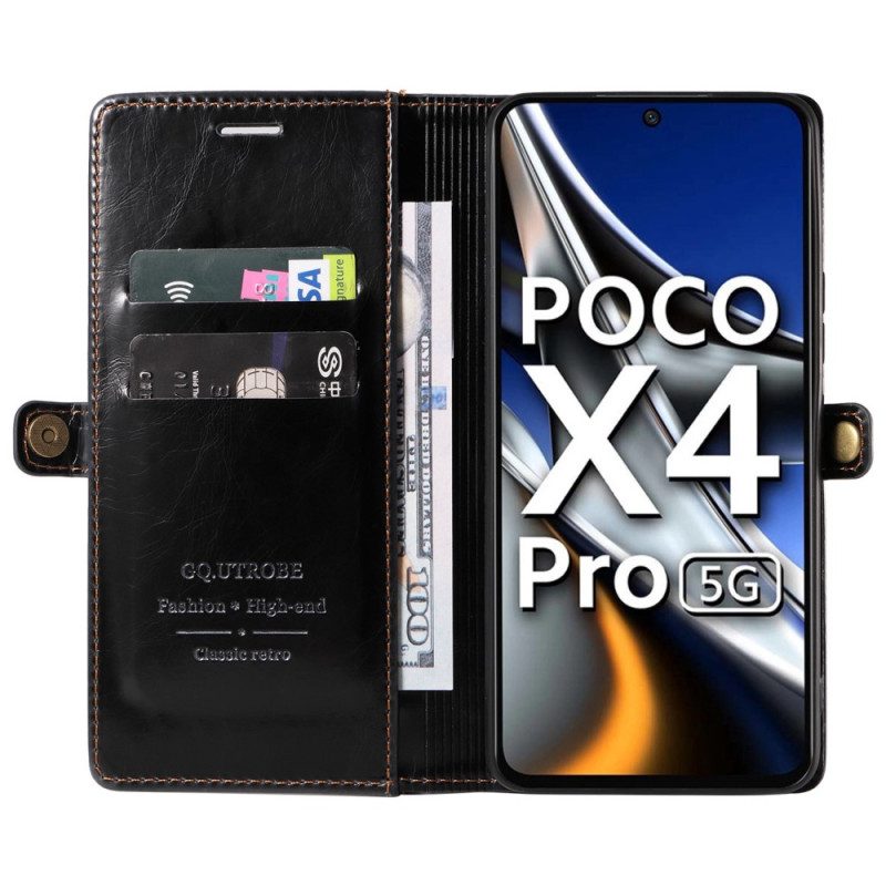 Folio Cover Poco X4 Pro 5G Effetto Pelle Cerata Gq.utrobe