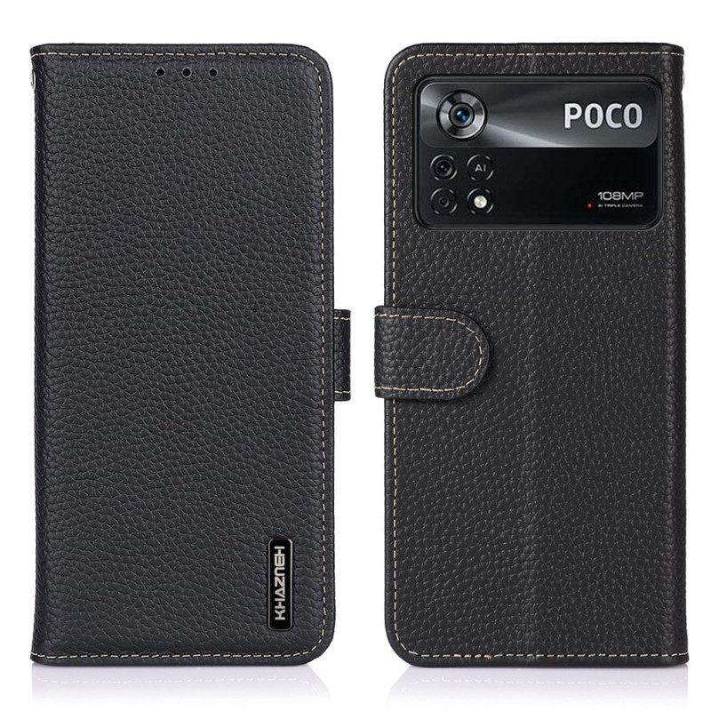 Folio Cover Poco X4 Pro 5G Khazneh Pelle Di Litchi