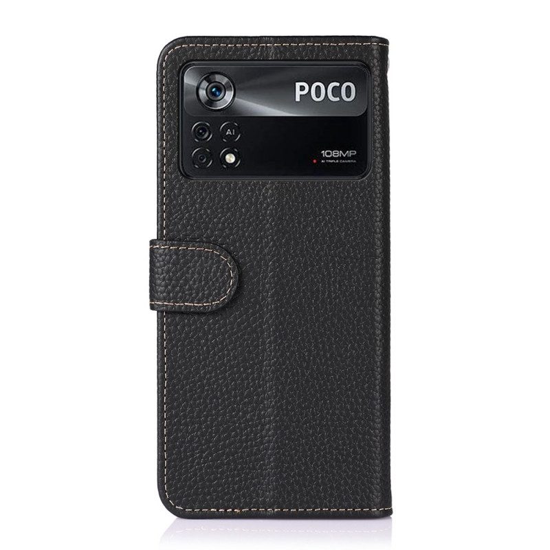 Folio Cover Poco X4 Pro 5G Khazneh Pelle Di Litchi