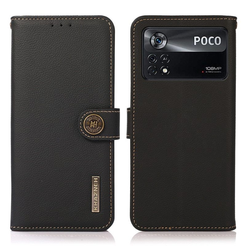 Folio Cover Poco X4 Pro 5G Khazneh Rfid In Vera Pelle