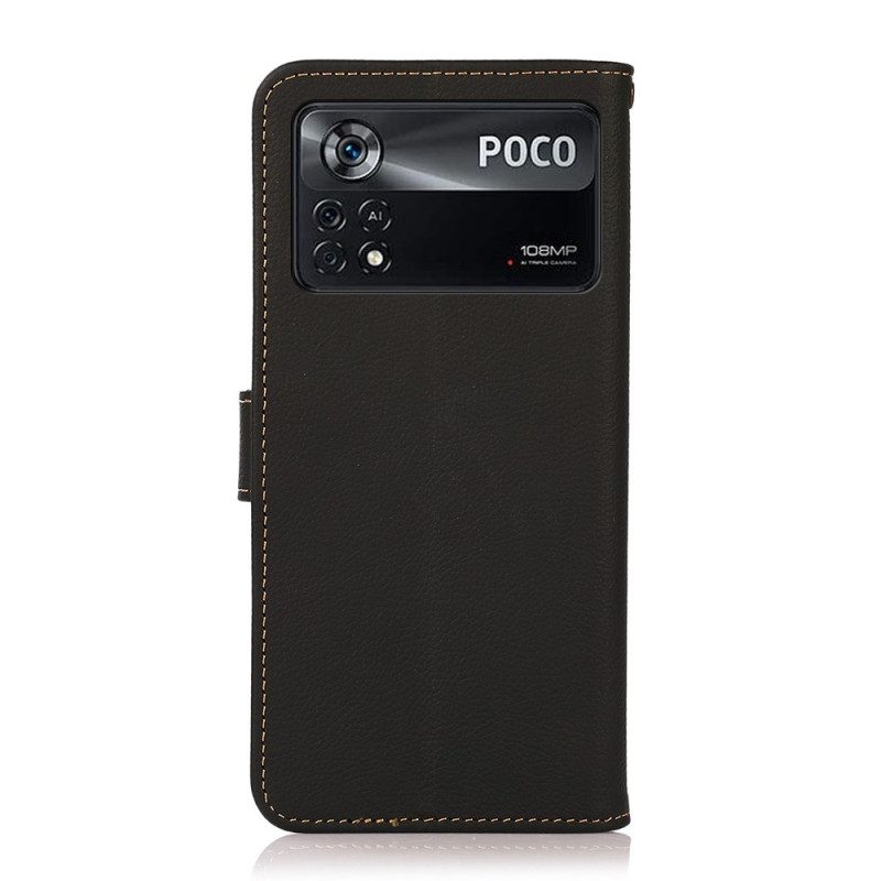 Folio Cover Poco X4 Pro 5G Khazneh Rfid In Vera Pelle