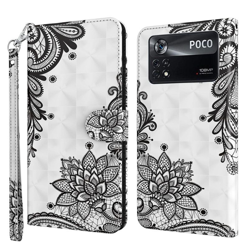 Folio Cover Poco X4 Pro 5G Pizzo Con Spalline