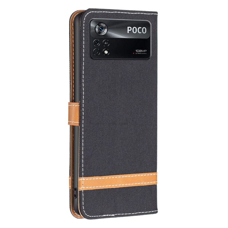 Folio Cover Poco X4 Pro 5G Tessuto Cinturino