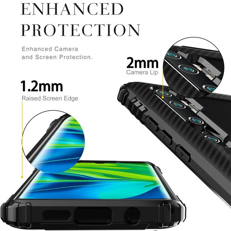 Cover Xiaomi Mi Note 10 / 10 Pro Anello E Fibra Di Carbonio