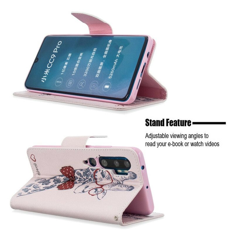 Custodia in pelle Xiaomi Mi Note 10 / 10 Pro Giraffa Intelligente