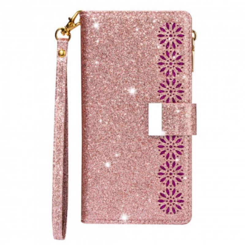 Custodia in pelle Xiaomi Mi Note 10 / 10 Pro Portafoglio Portafoglio Con Zip In Paillettes