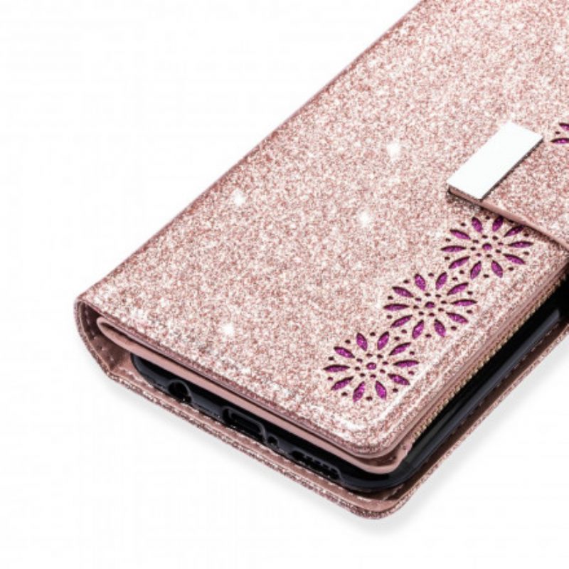 Custodia in pelle Xiaomi Mi Note 10 / 10 Pro Portafoglio Portafoglio Con Zip In Paillettes