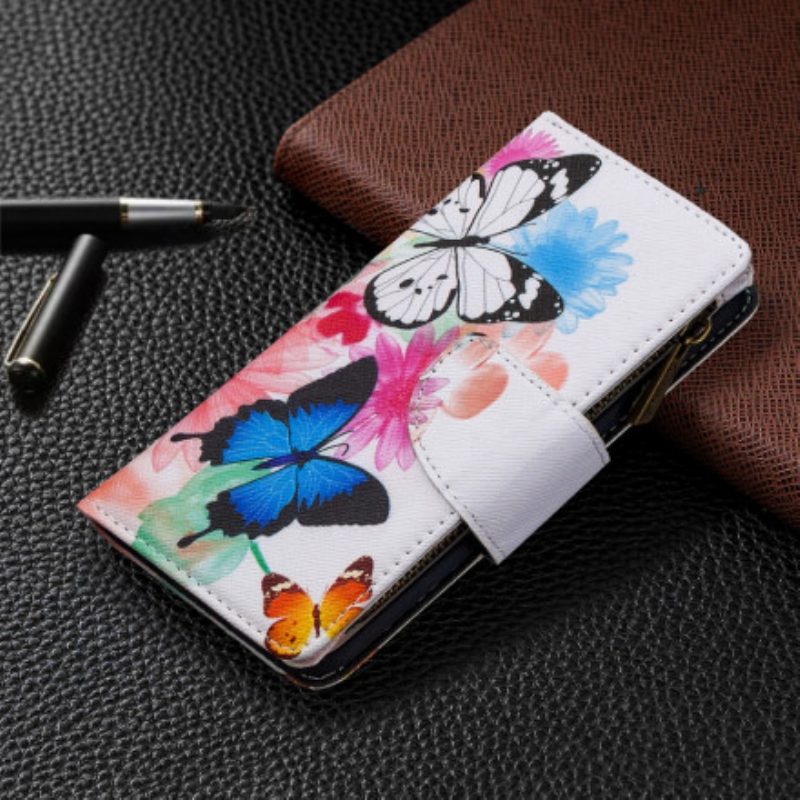 Custodia in pelle Xiaomi Mi Note 10 / 10 Pro Tasca Con Cerniera Per Farfalle