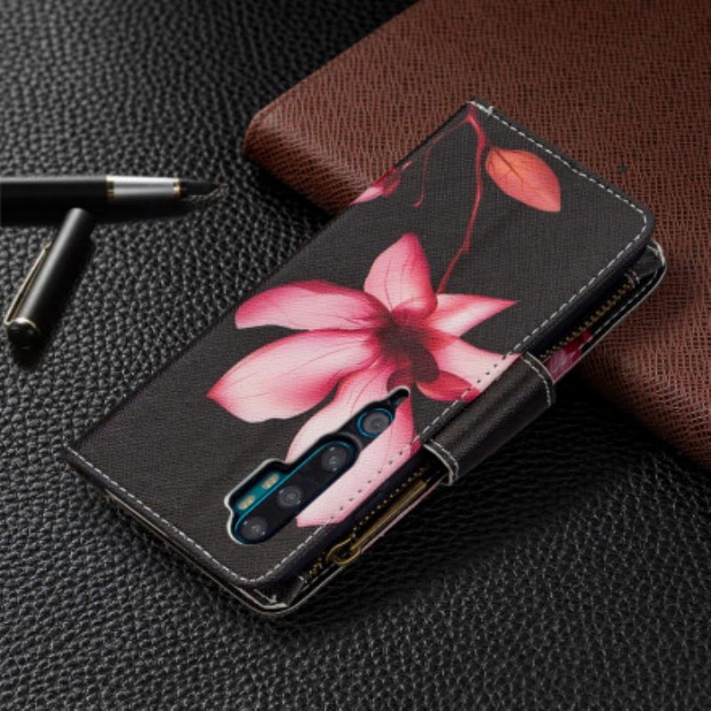 Custodia in pelle Xiaomi Mi Note 10 / 10 Pro Tasca Con Zip A Fiore