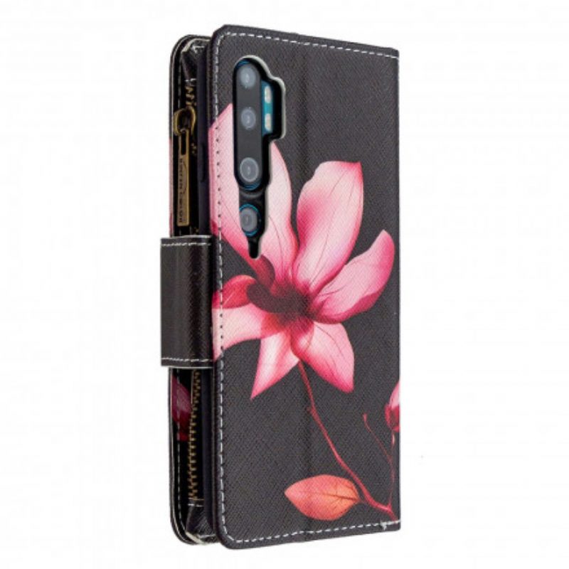 Custodia in pelle Xiaomi Mi Note 10 / 10 Pro Tasca Con Zip A Fiore