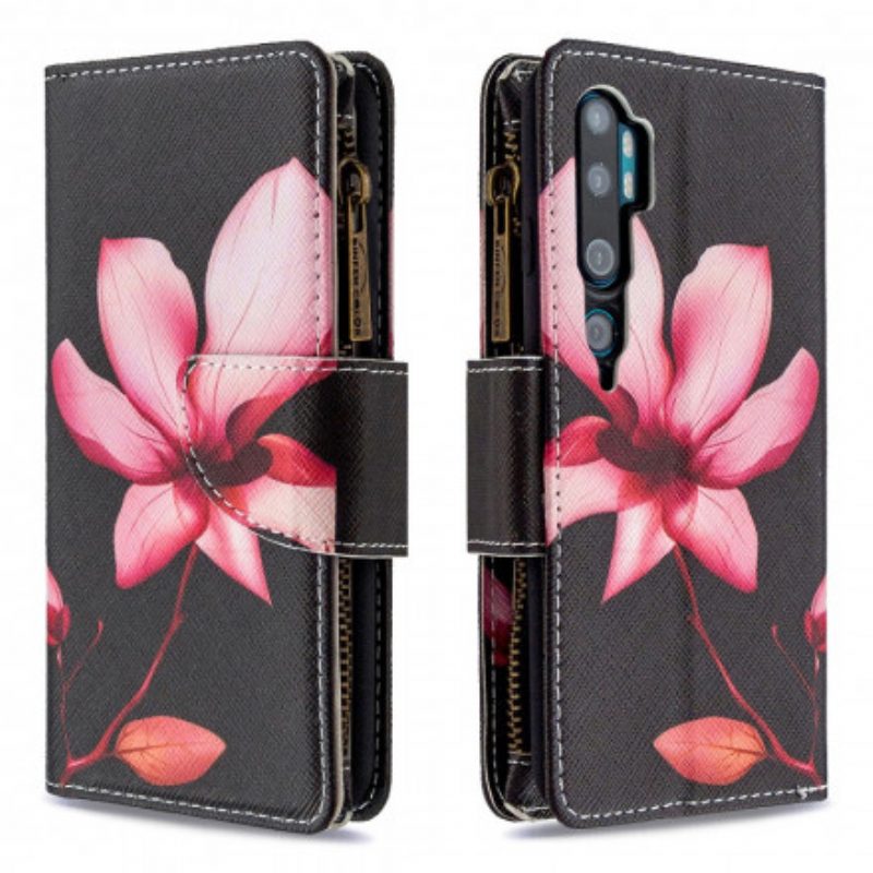 Custodia in pelle Xiaomi Mi Note 10 / 10 Pro Tasca Con Zip A Fiore