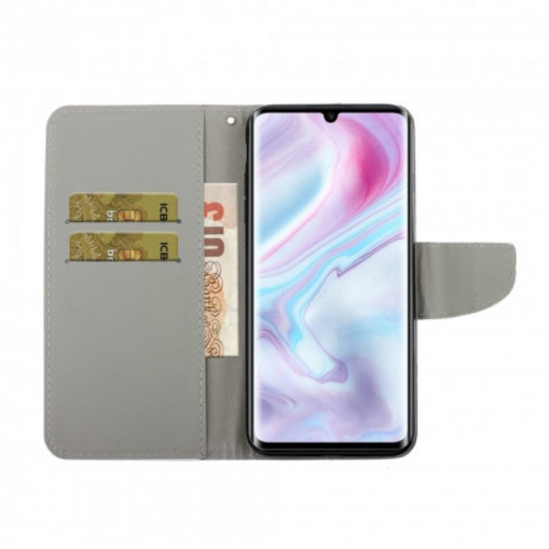 Custodia in pelle Xiaomi Mi Note 10 / 10 Pro Variazioni Cinturino Farfalle