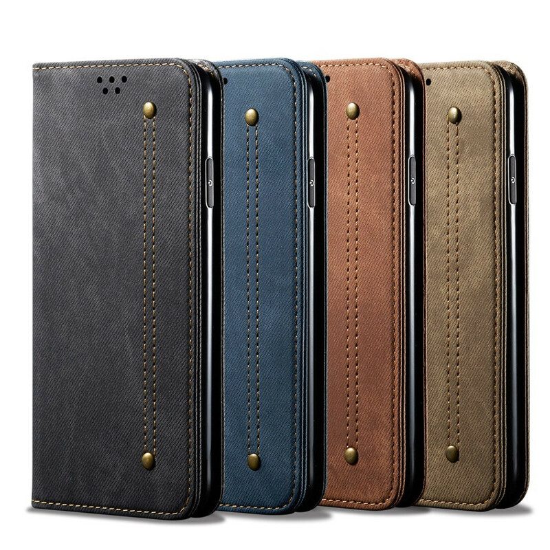 Folio Cover Xiaomi Mi Note 10 / 10 Pro Custodia in pelle Tessuto Denim