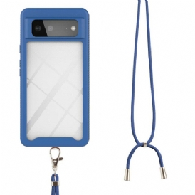 Cover Google Pixel 6 Ibrido Con Cordoncino E Contorno Colorato