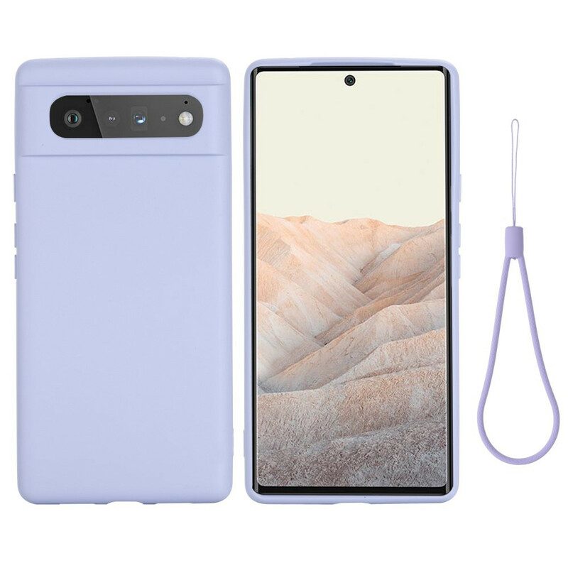 Cover Google Pixel 6 Silicone Liquido Con Cordino