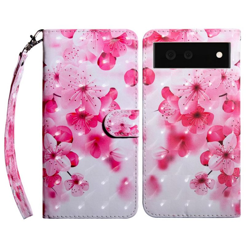 Custodia A Portafoglio Google Pixel 6 Fiori Rosa